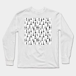 Christmas Gnomes Black White Long Sleeve T-Shirt